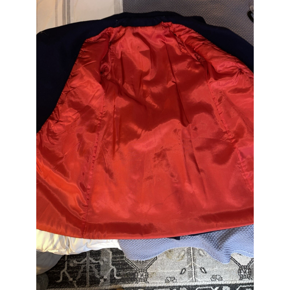 Vintage Wool Rainbow Brand Womens Navy Red Trimmed Military 60s Style Size Small - Picture 6 of 7